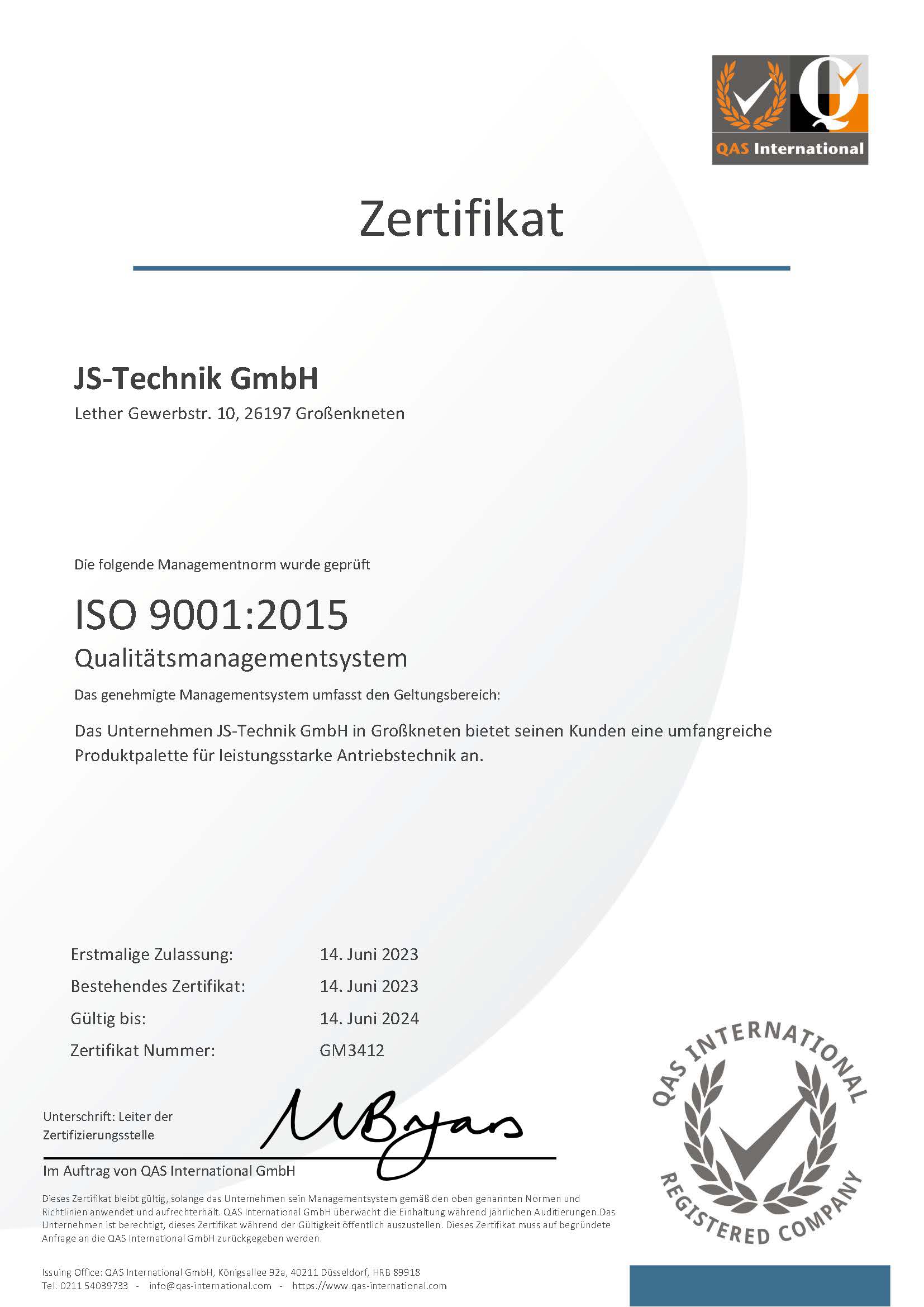ISO-Zertifikat 2023